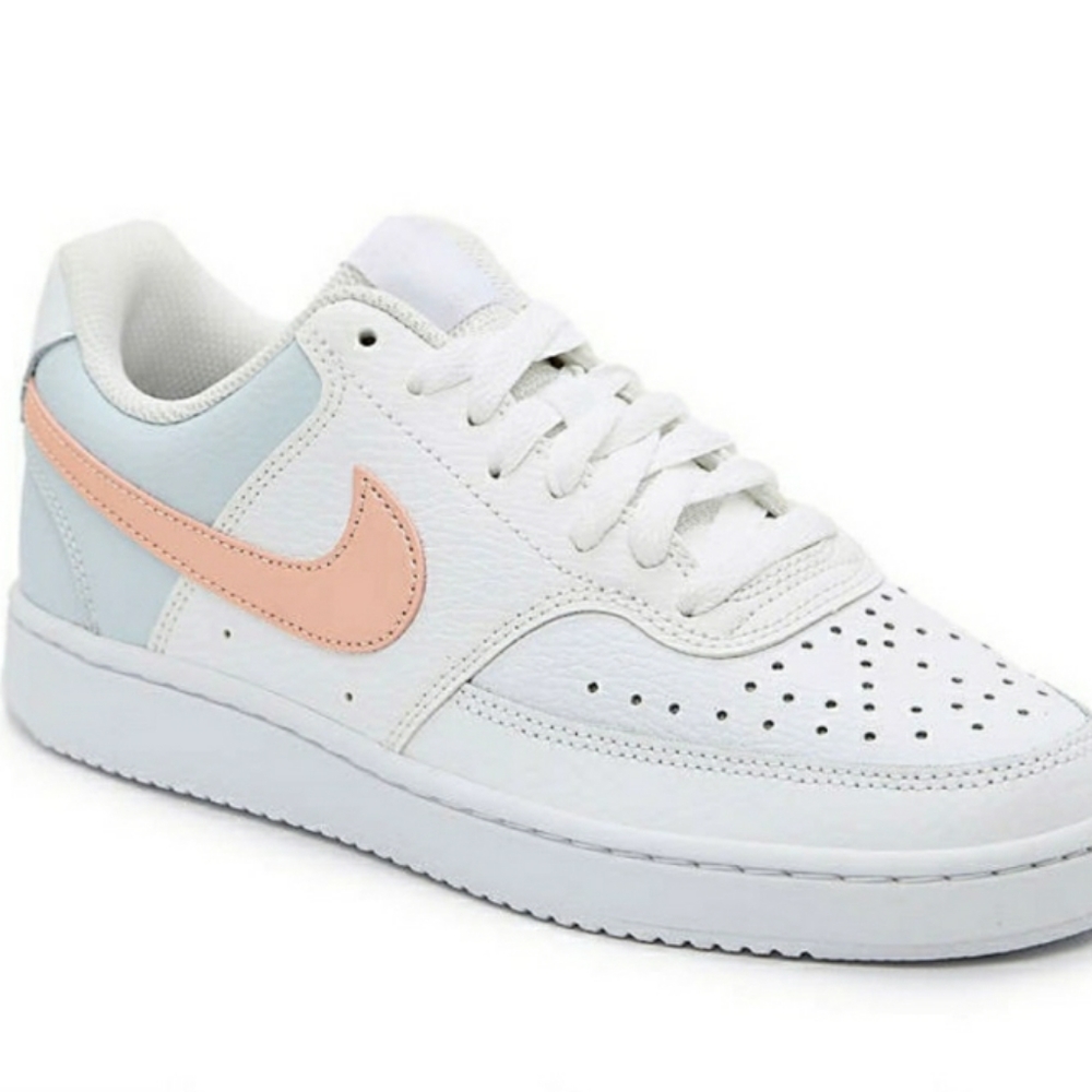 Nike Court Vision White and Pink swoosh shoes